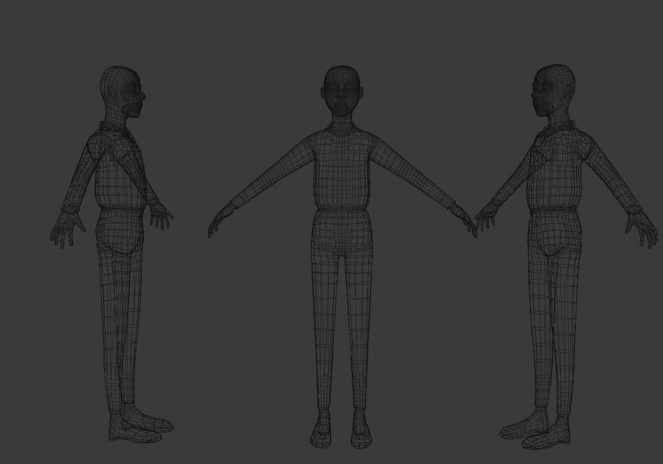 blond boy in black clothes Low-poly 3D model_23