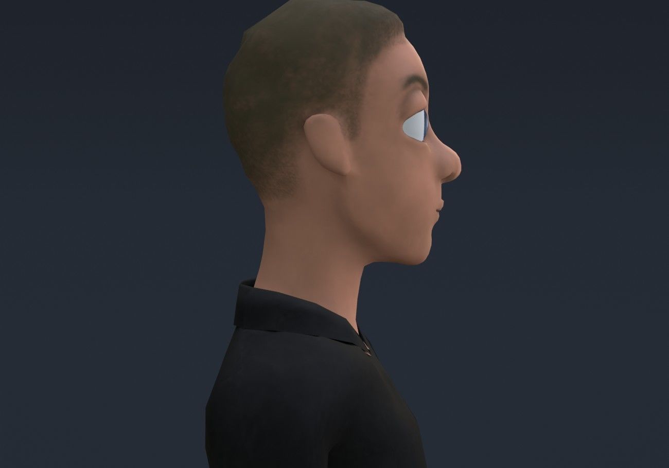 blond boy in black clothes Low-poly 3D model_14