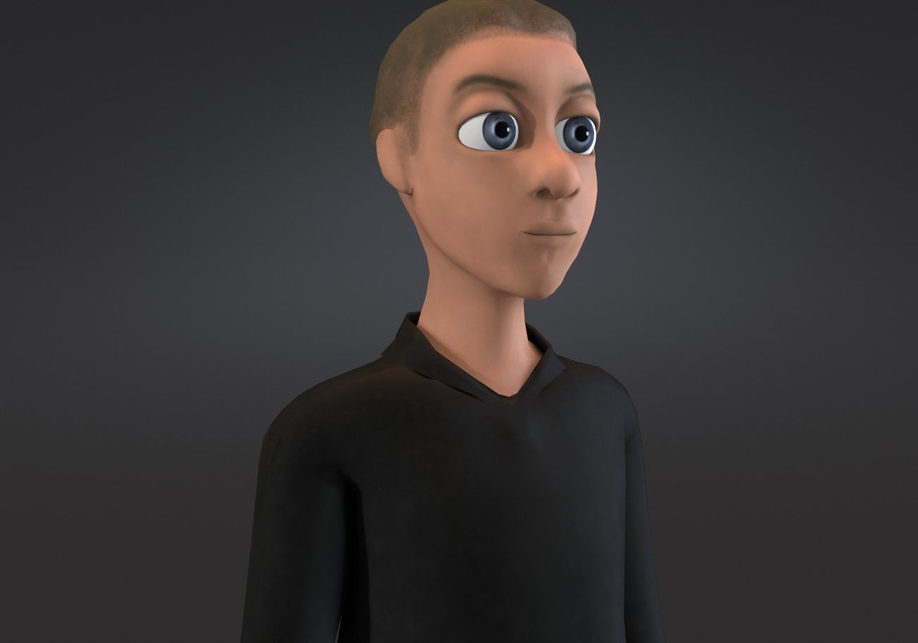 blond boy in black clothes Low-poly 3D model_3