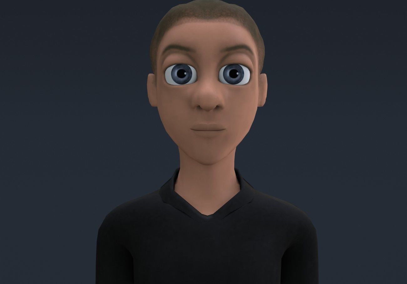 blond boy in black clothes Low-poly 3D model_13