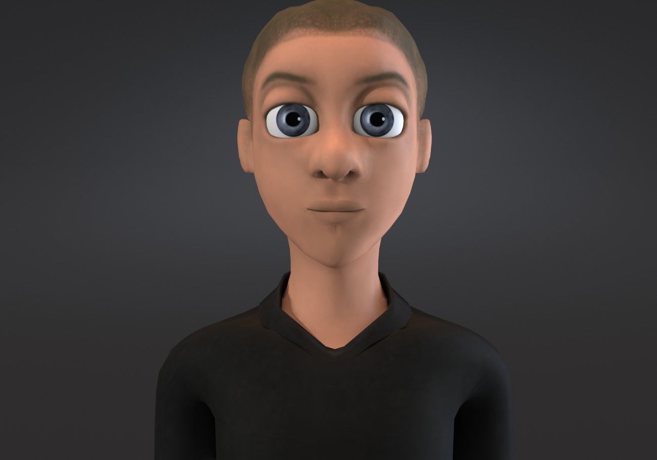 blond boy in black clothes Low-poly 3D model_5