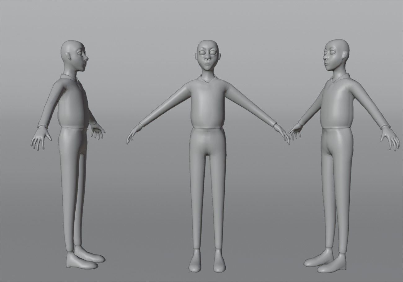 blond boy in black clothes Low-poly 3D model_15