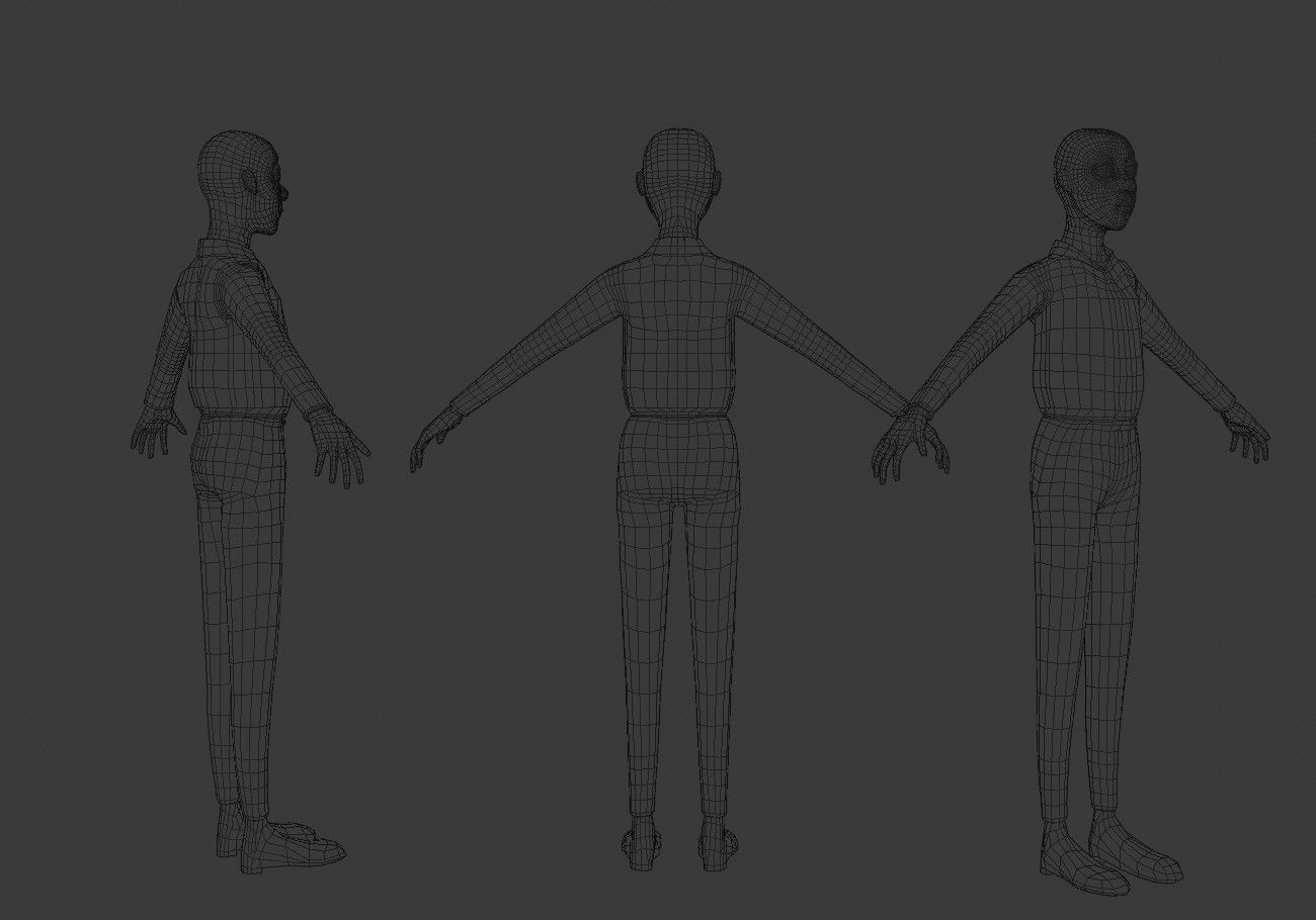 blond boy in black clothes Low-poly 3D model_19