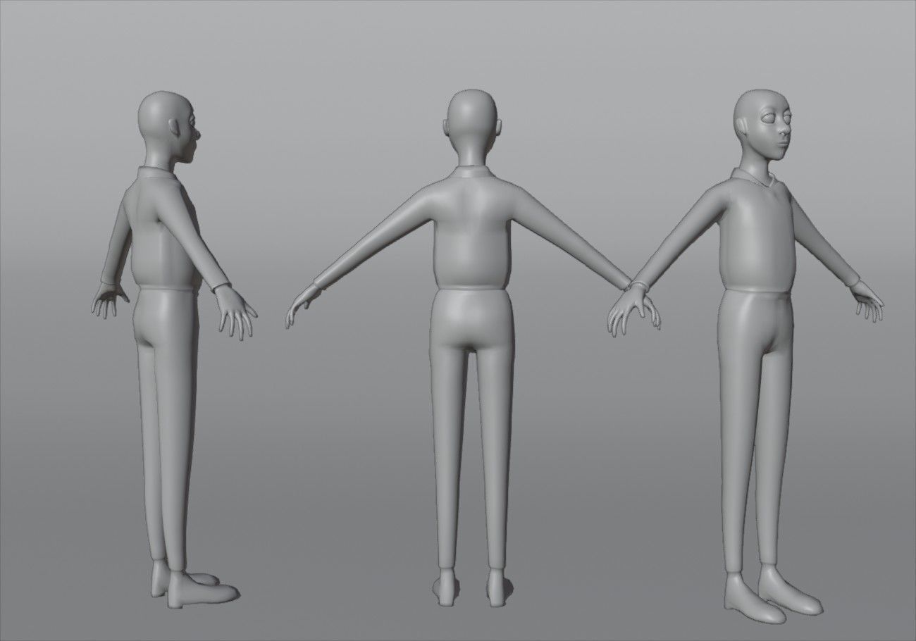 blond boy in black clothes Low-poly 3D model_16