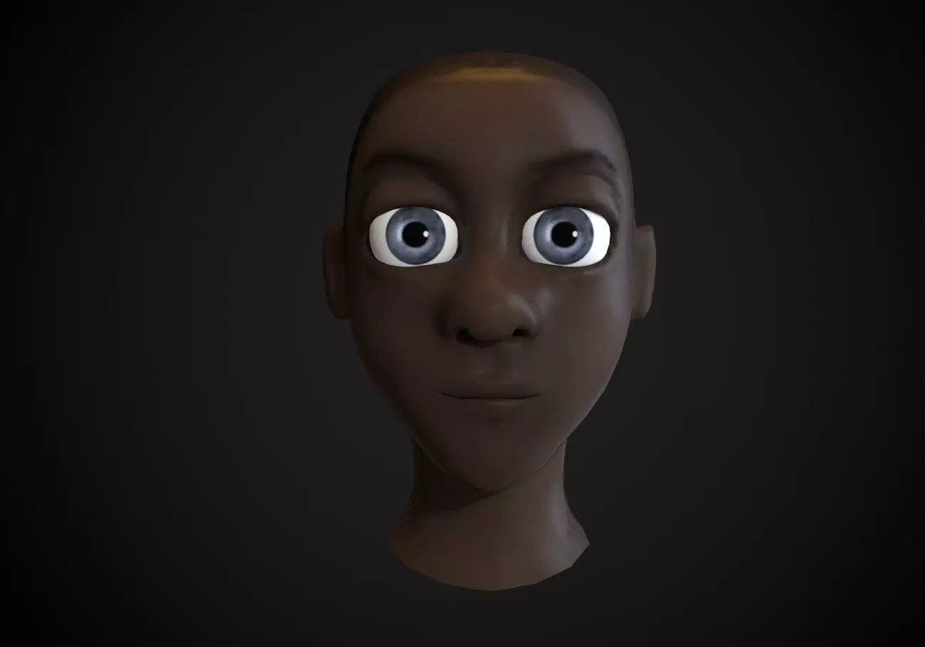 black boy head Low-poly 3D model_0