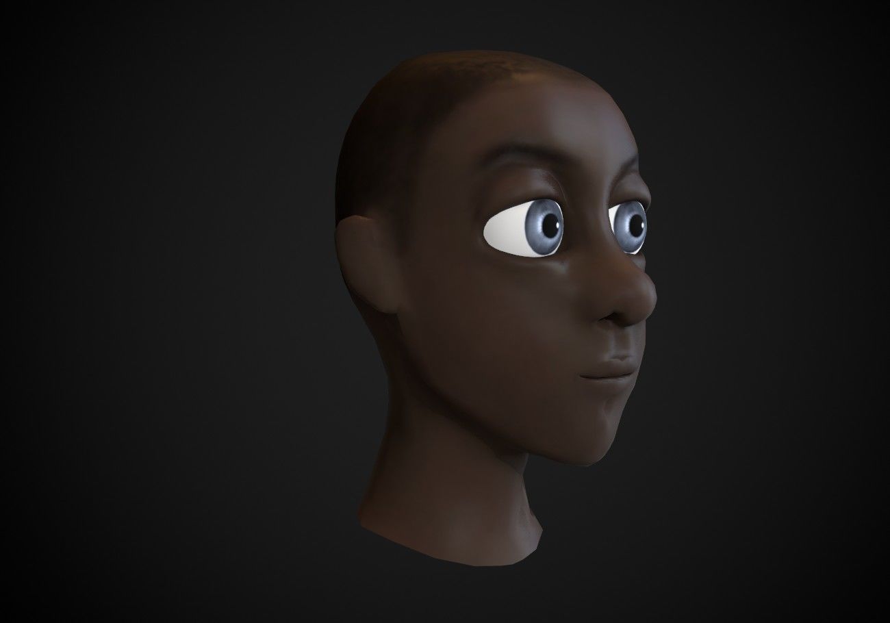 black boy head Low-poly 3D model_1