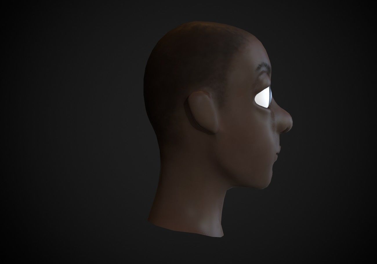 black boy head Low-poly 3D model_2