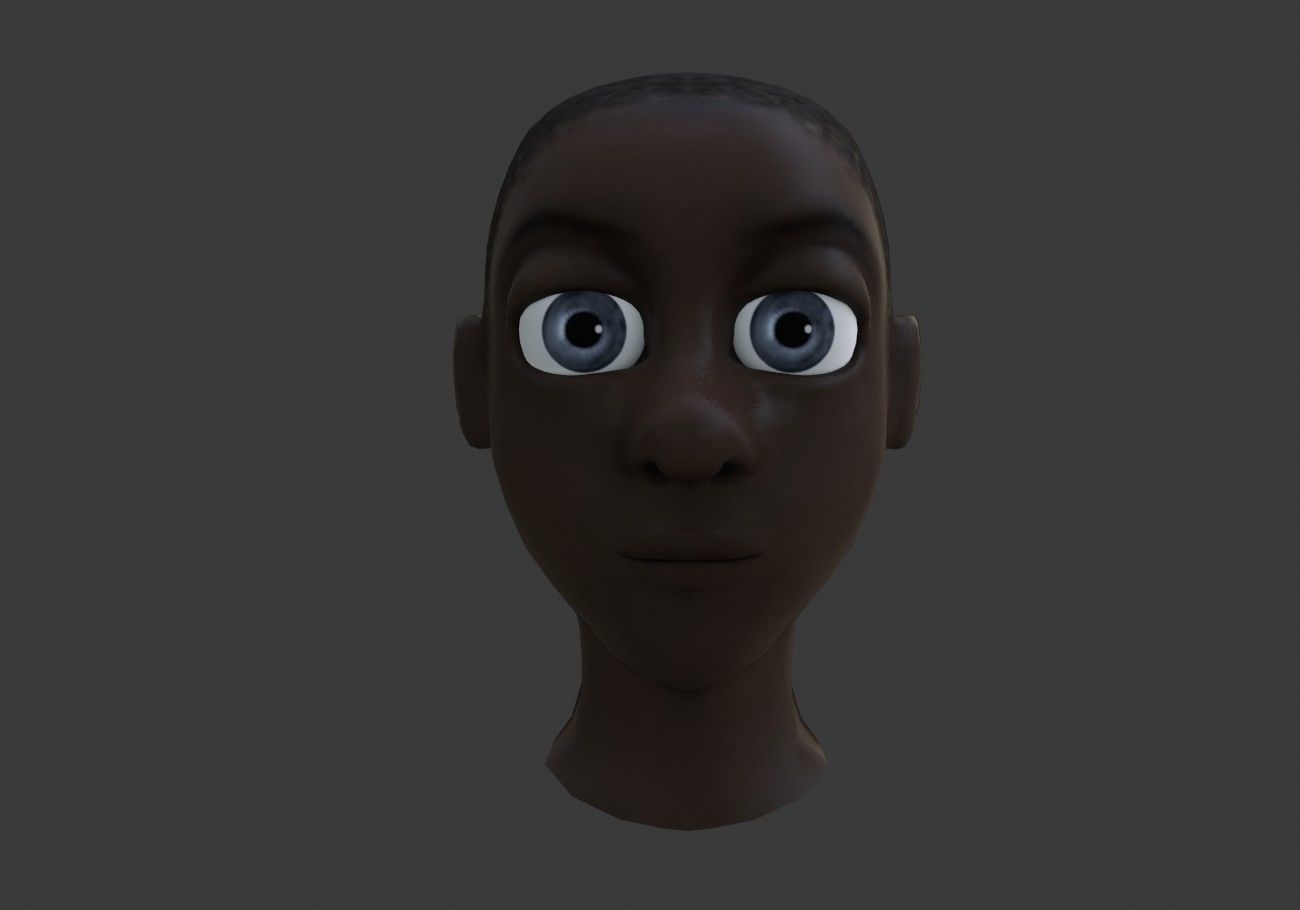 black boy head Low-poly 3D model_5