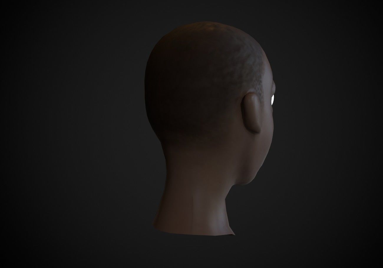 black boy head Low-poly 3D model_3