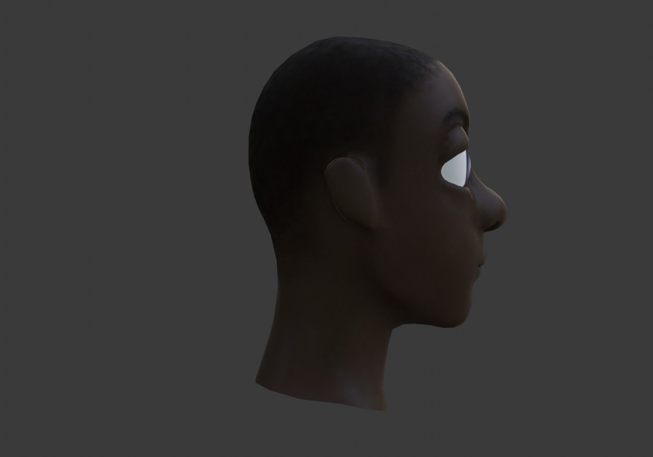 black boy head Low-poly 3D model_7