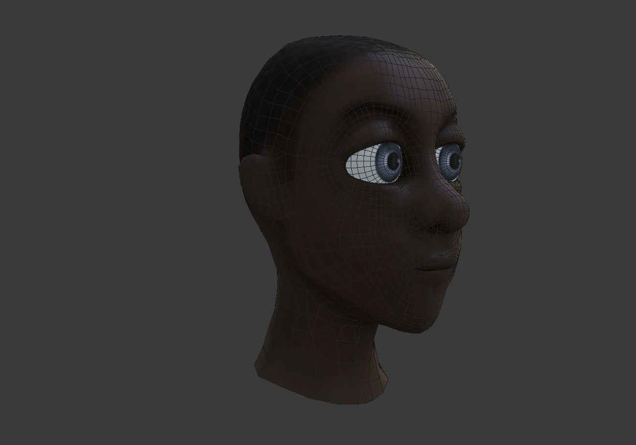 black boy head Low-poly 3D model_11