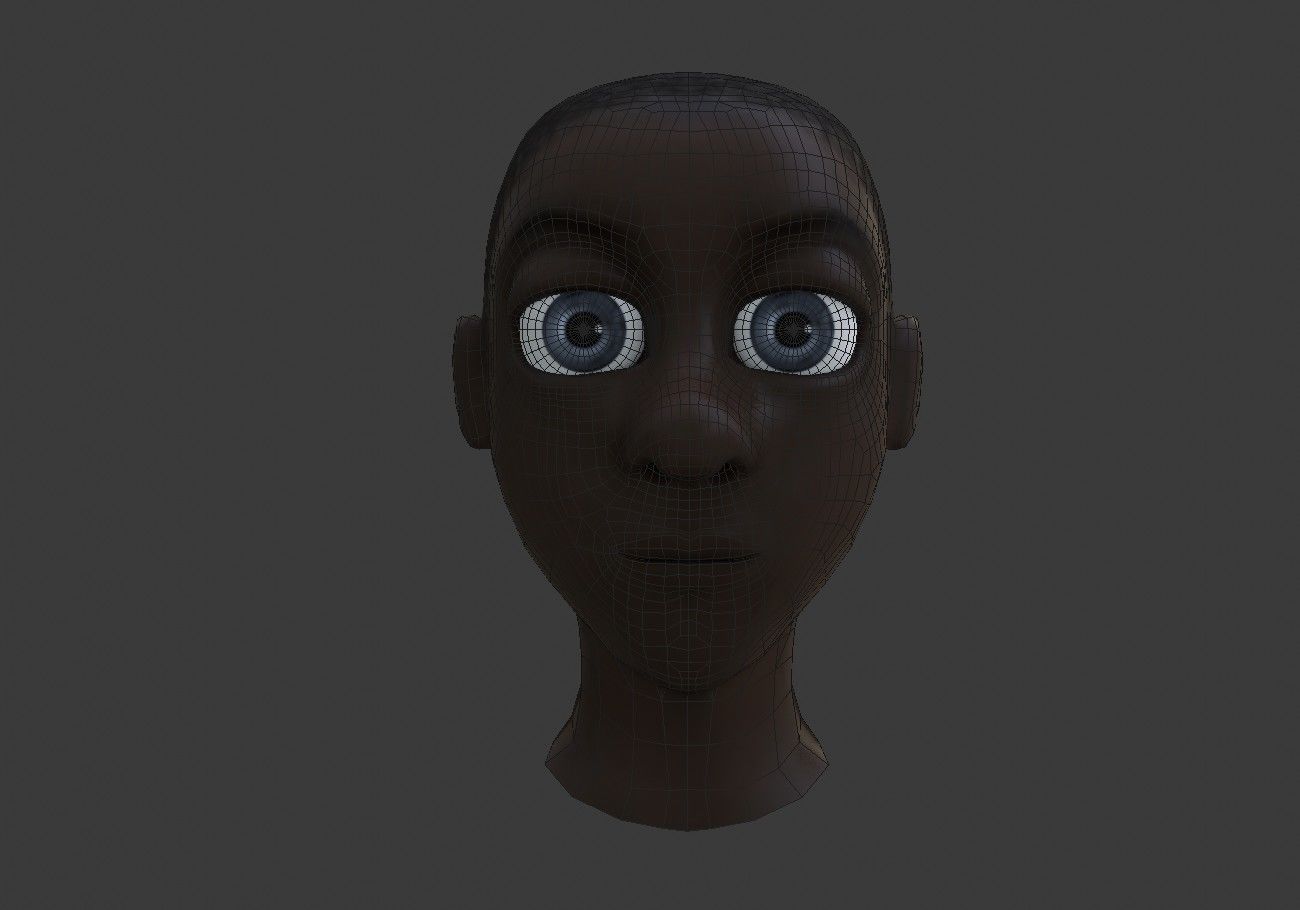 black boy head Low-poly 3D model_10