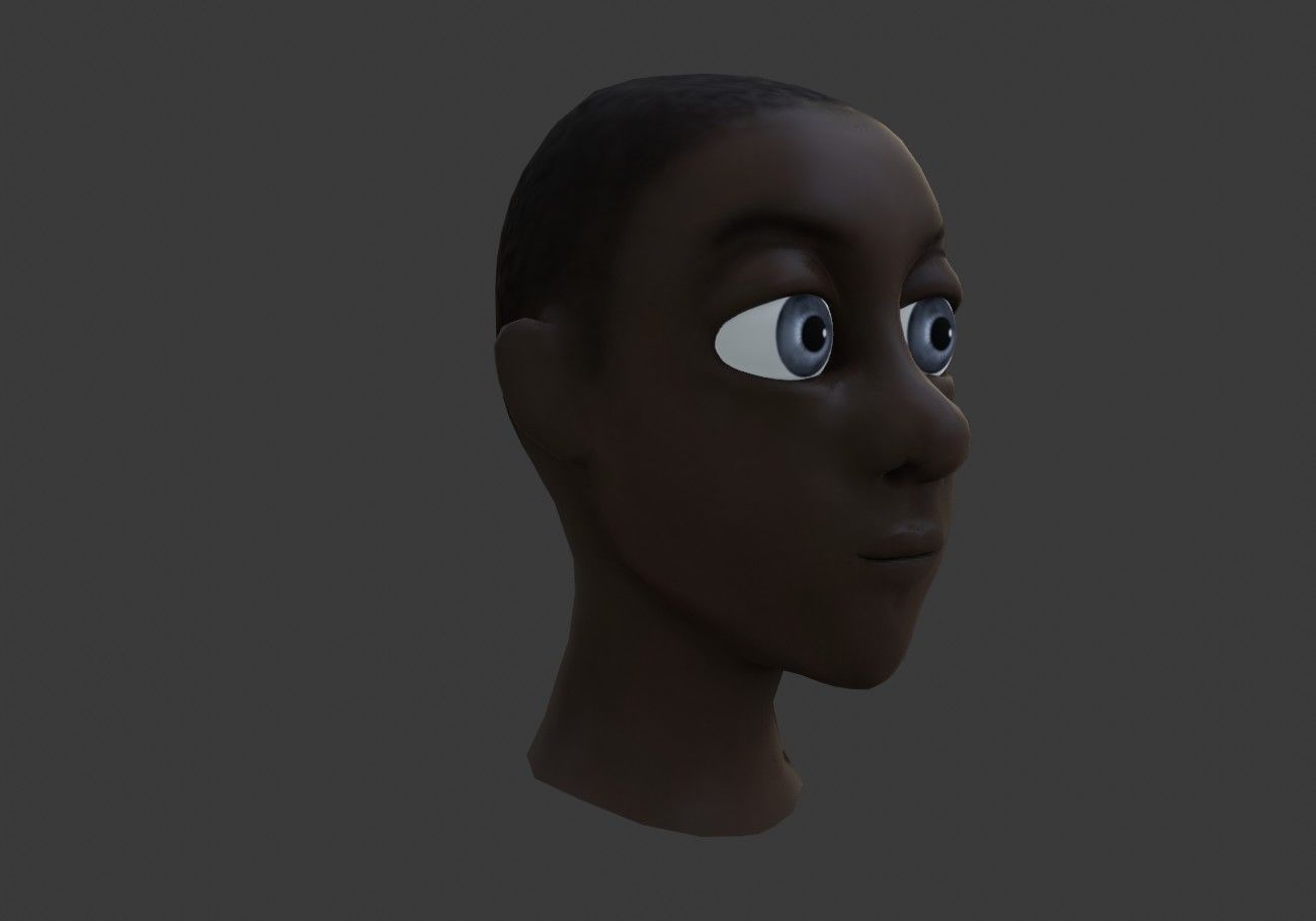 black boy head Low-poly 3D model_6