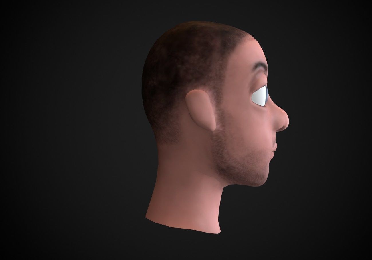 man head with stubble Low-poly 3D model_2