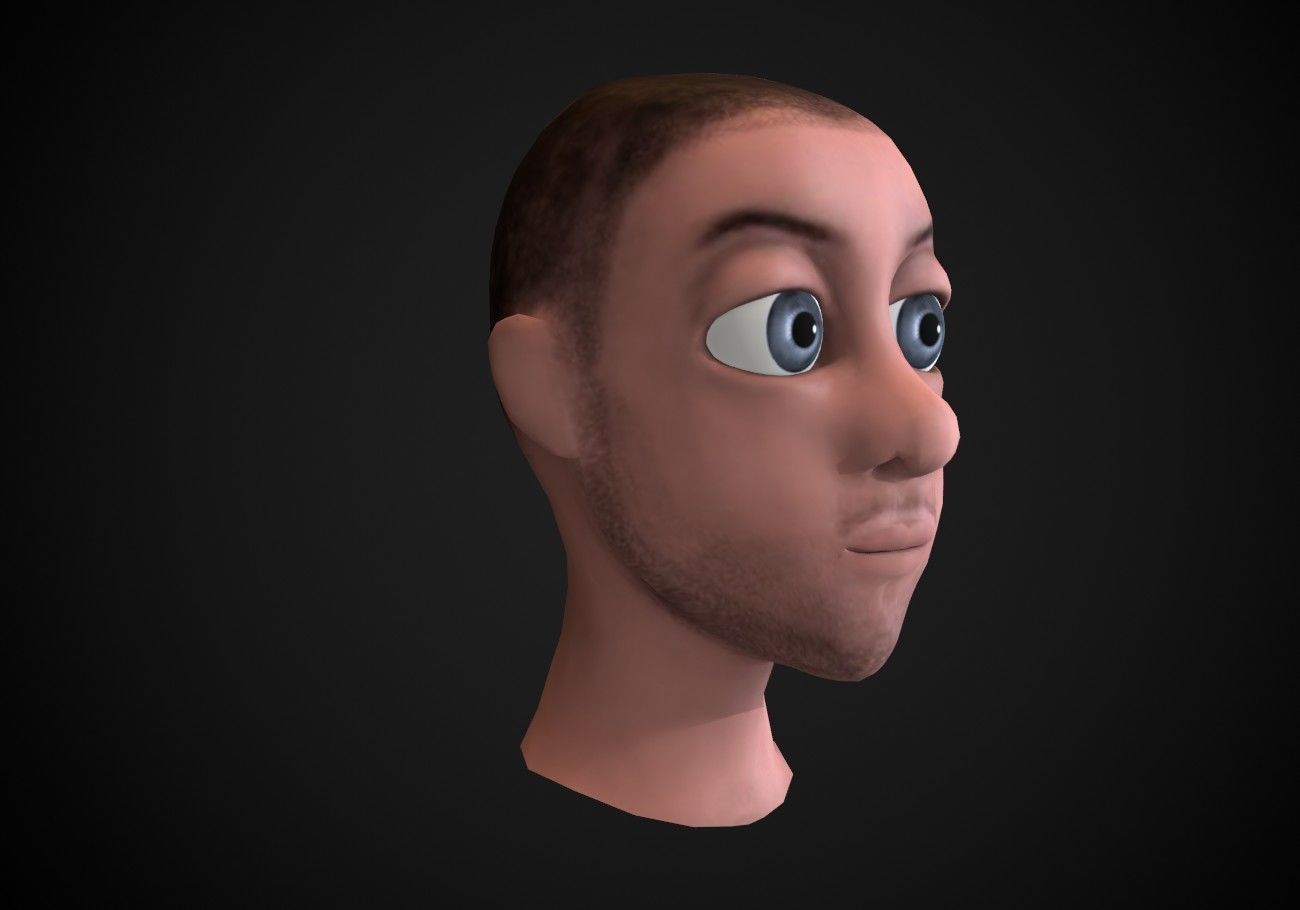 man head with stubble Low-poly 3D model_1