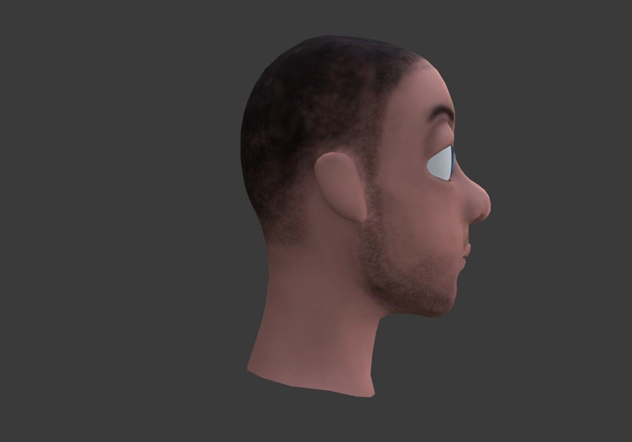 man head with stubble Low-poly 3D model_7