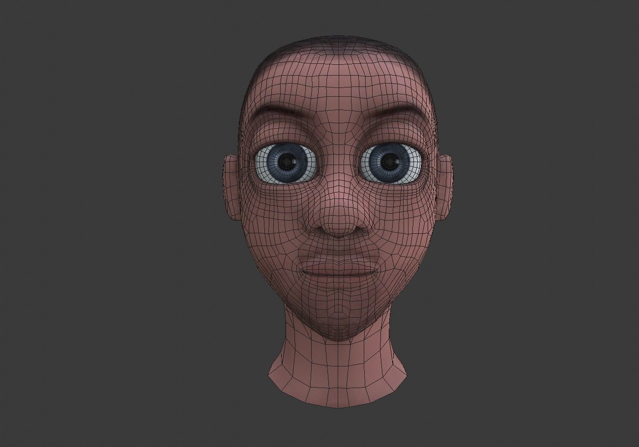 man head with stubble Low-poly 3D model_10