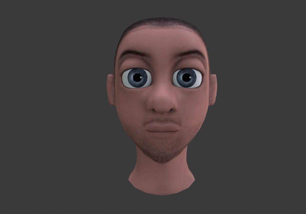 man head with stubble Low-poly 3D model_5