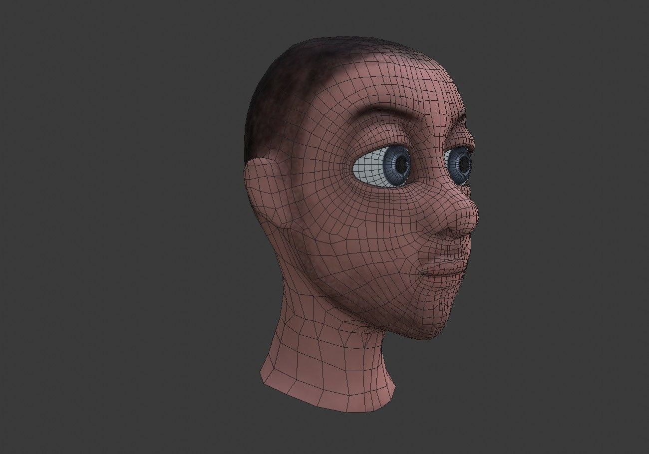 man head with stubble Low-poly 3D model_11