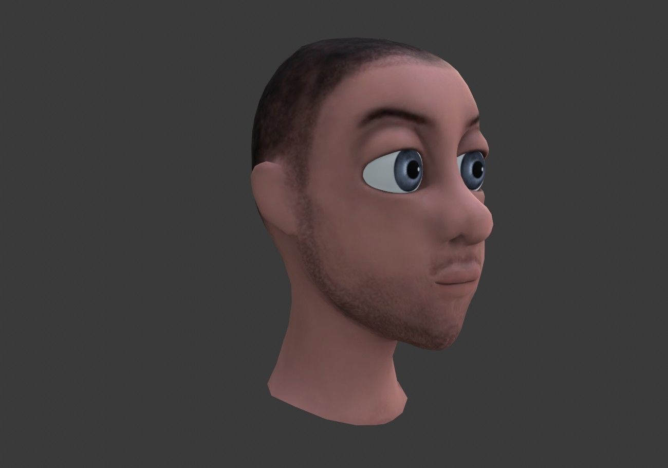 man head with stubble Low-poly 3D model_6