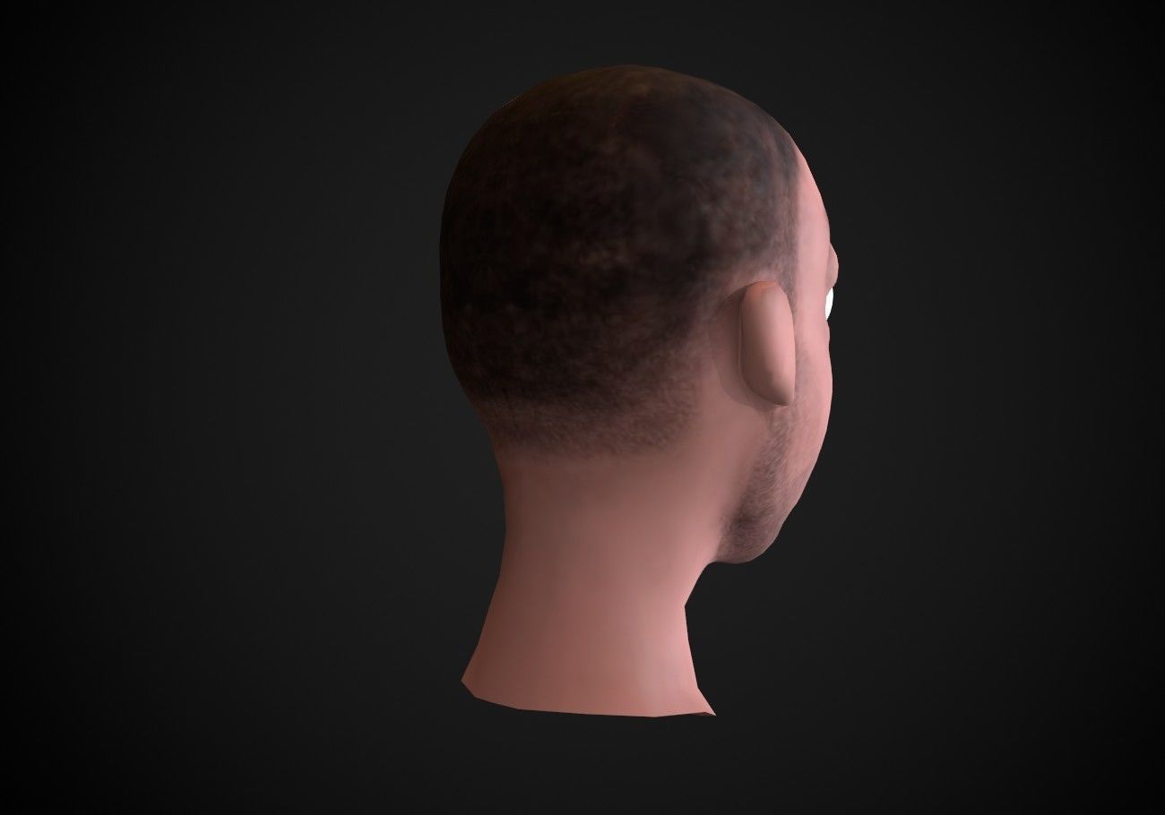 man head with stubble Low-poly 3D model_3