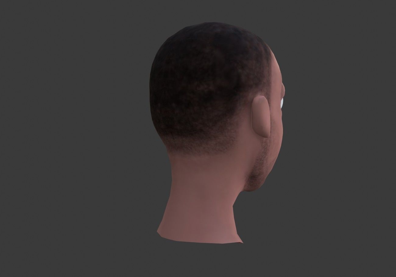man head with stubble Low-poly 3D model_8