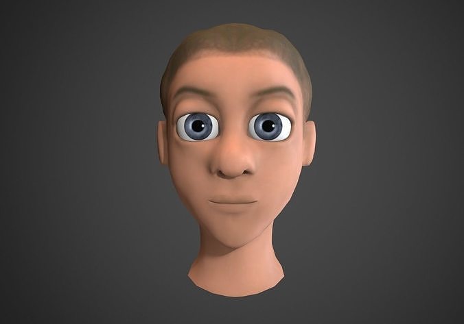 blond male head Low-poly 3D model