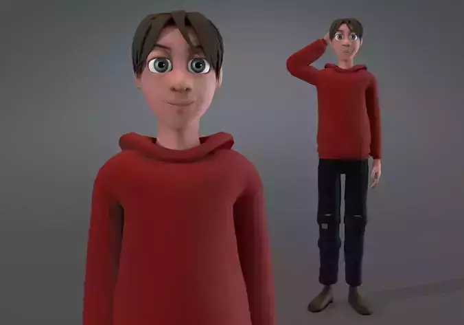 cute boy teenager Low-poly 3D model