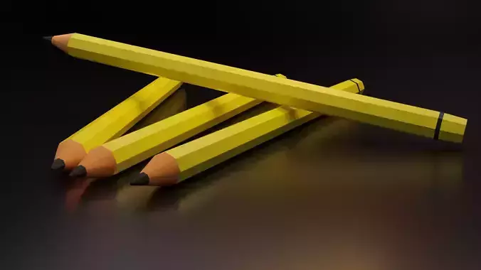 Pencil 3d model three pencils