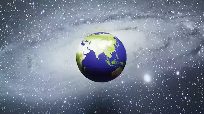 Earth in space with stars and planets
