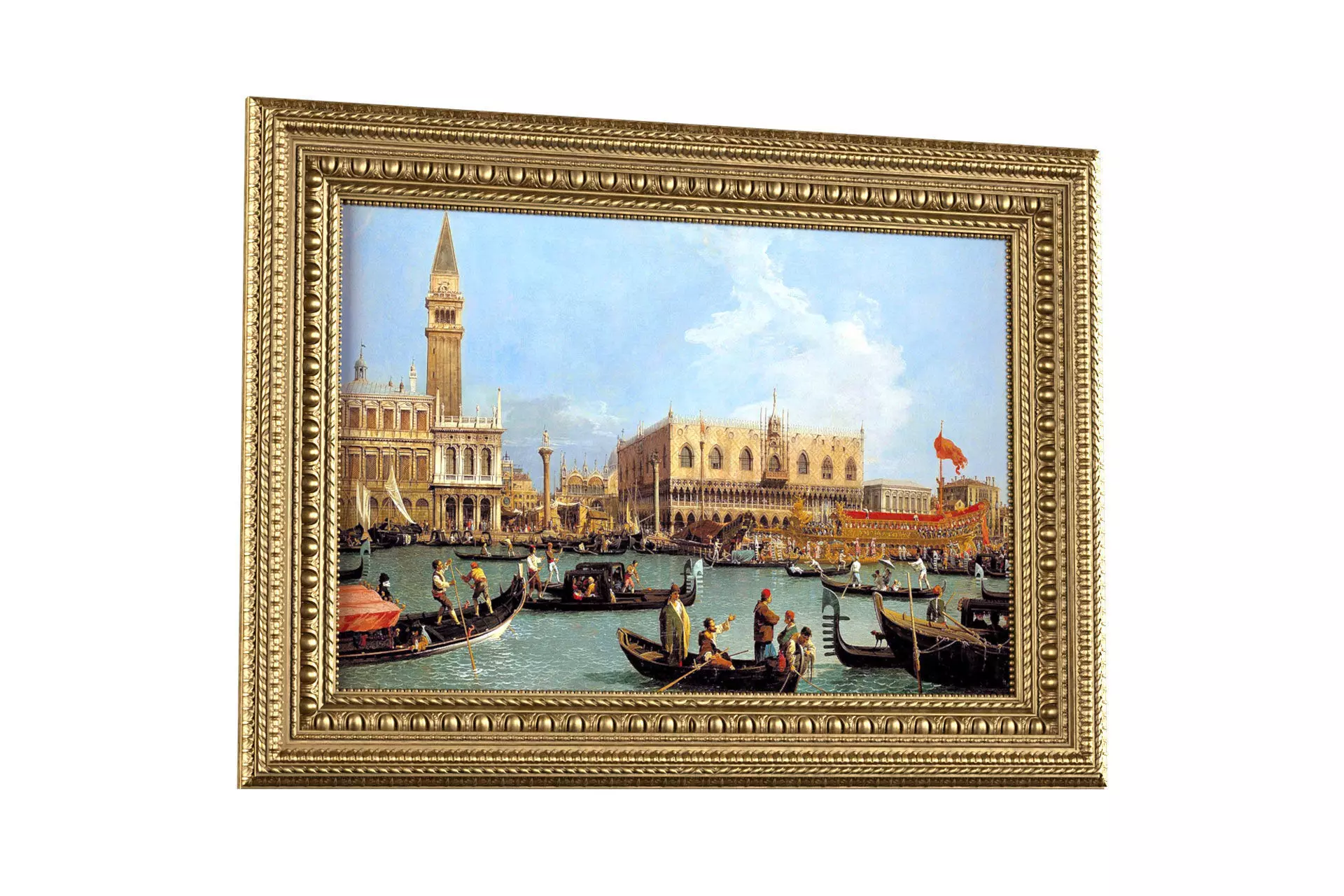 A classic picture in a carved golden frame 3D model_0