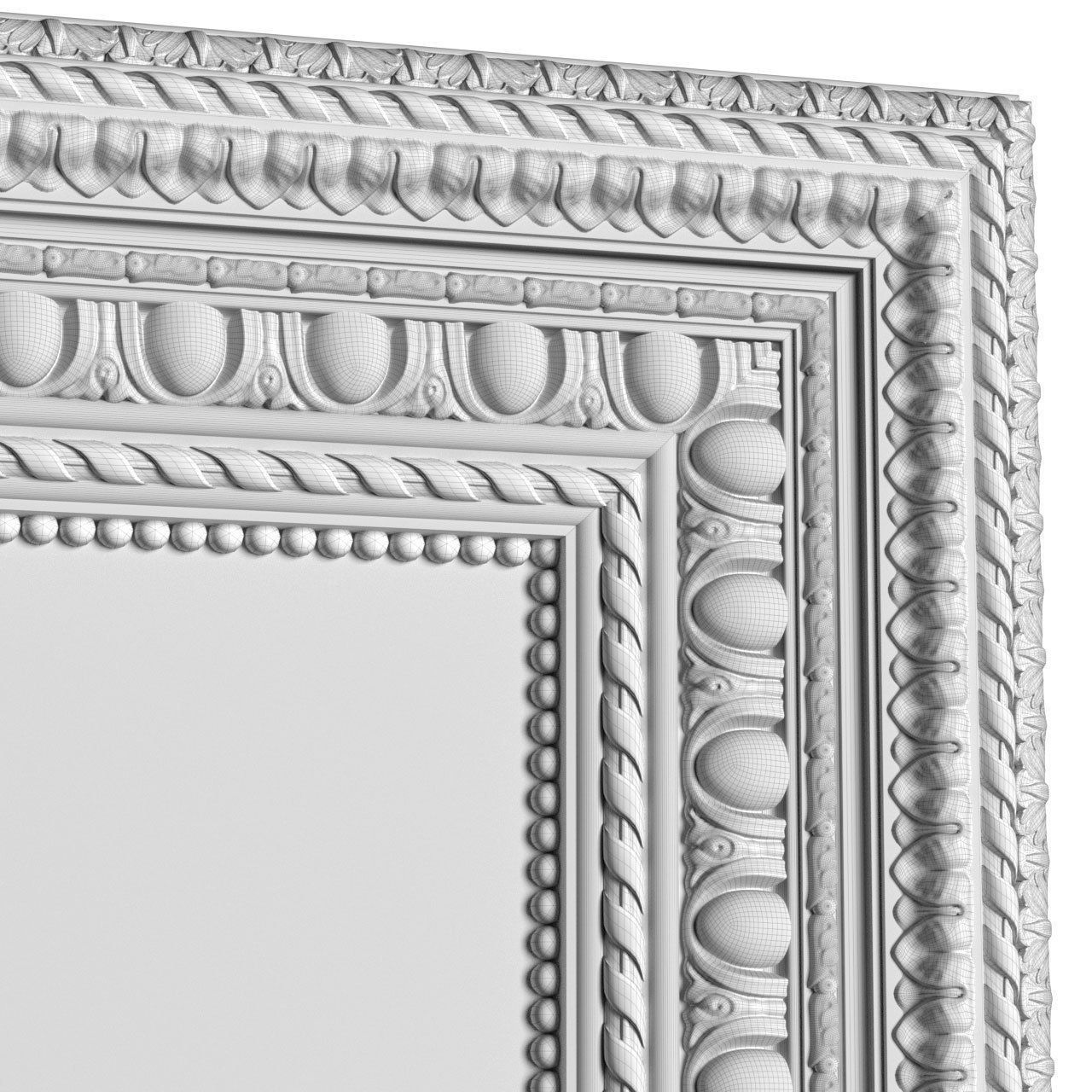 A classic picture in a carved golden frame 3D model_3