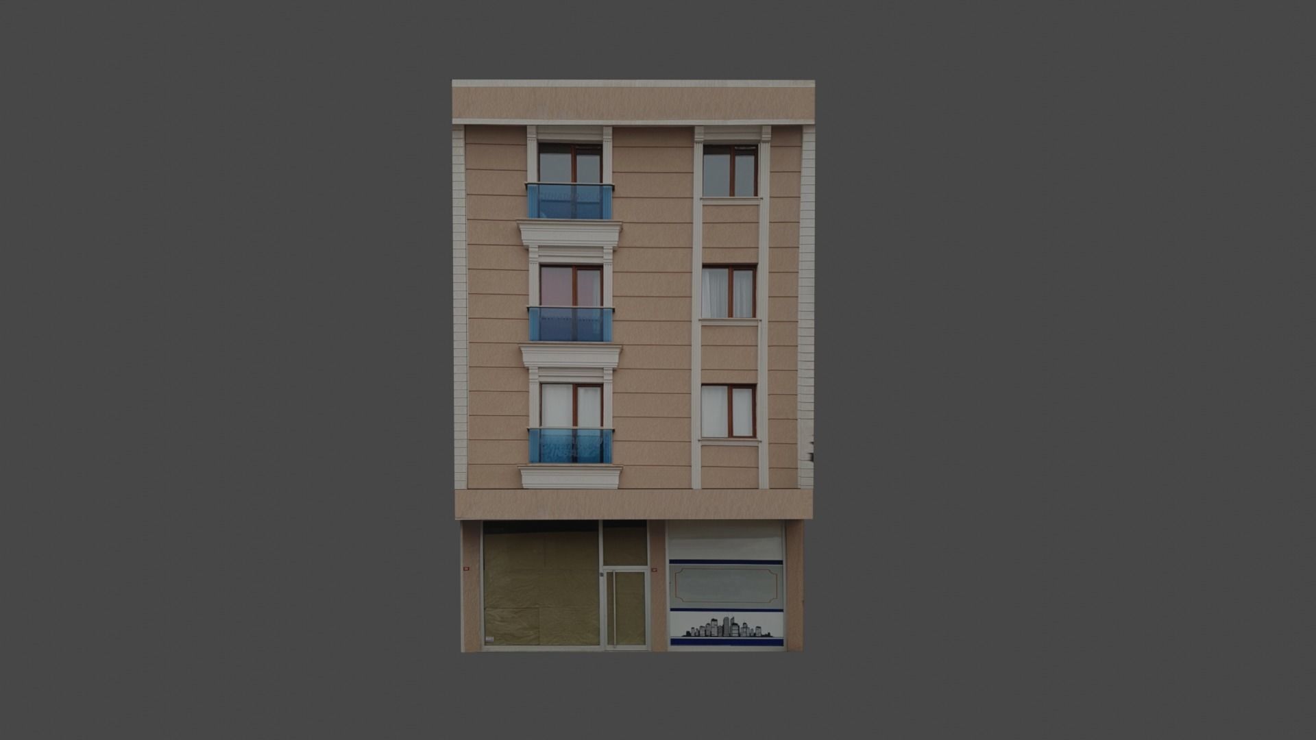 Architectural Building-8 Low-poly 3D model_3