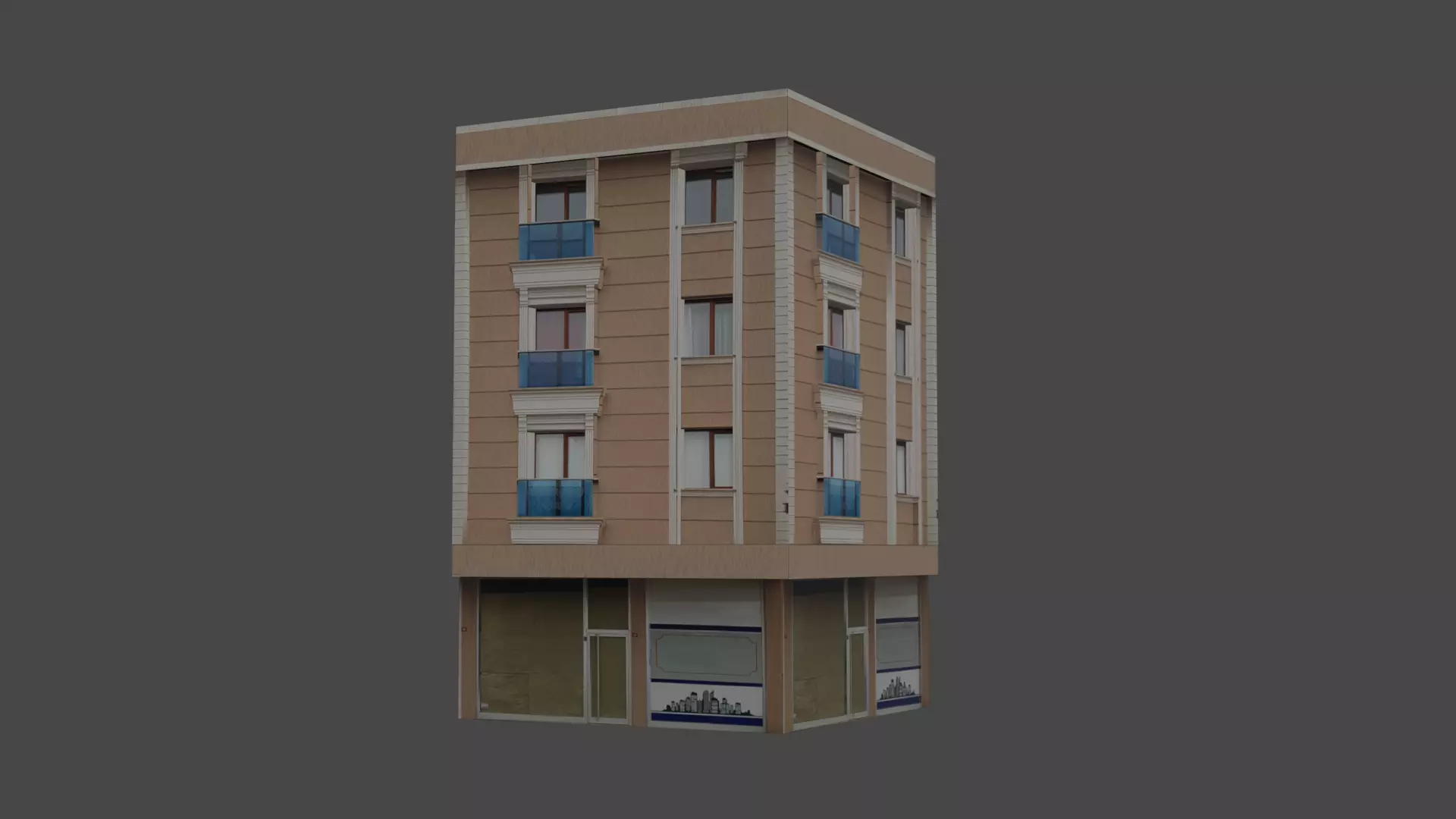 Architectural Building-8 Low-poly 3D model_0