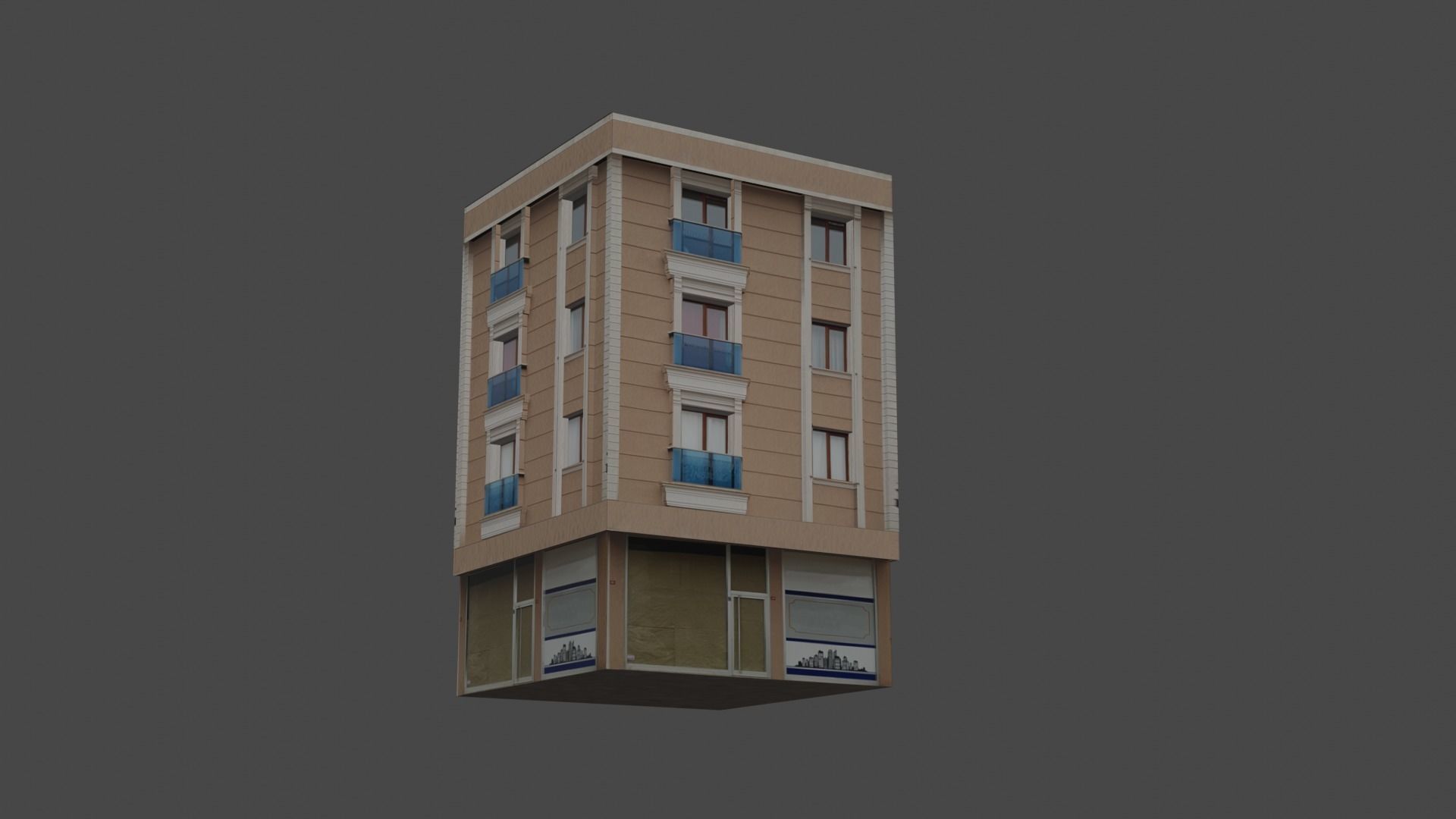 Architectural Building-8 Low-poly 3D model_1