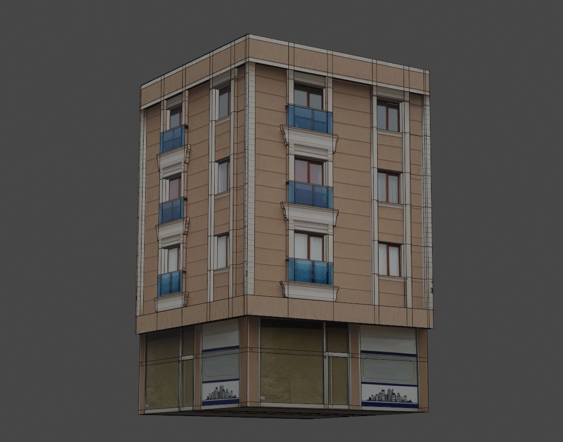 Architectural Building-8 Low-poly 3D model_4