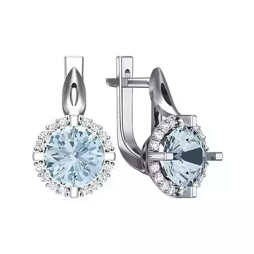 Earrings with a round stone in the center