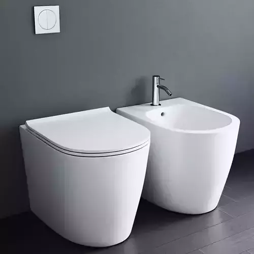 Modern Toilet and bidet White