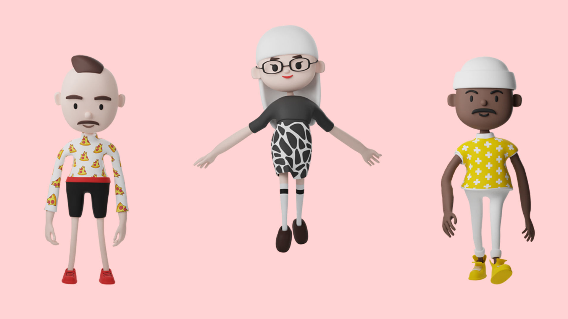 Low poly cartoon characters 1 03 pack 3d model Low-poly 3D model_3