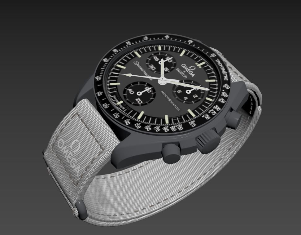 Swatch X Omega MoonSwatch Mercury Low-poly 3D model_5