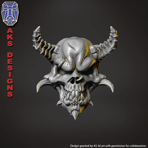 Demon skull v1 Bas relief for home decoration 3D print model