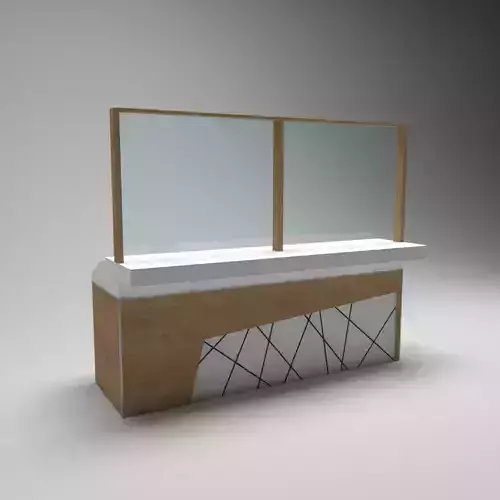 stand wooden counter with mirror