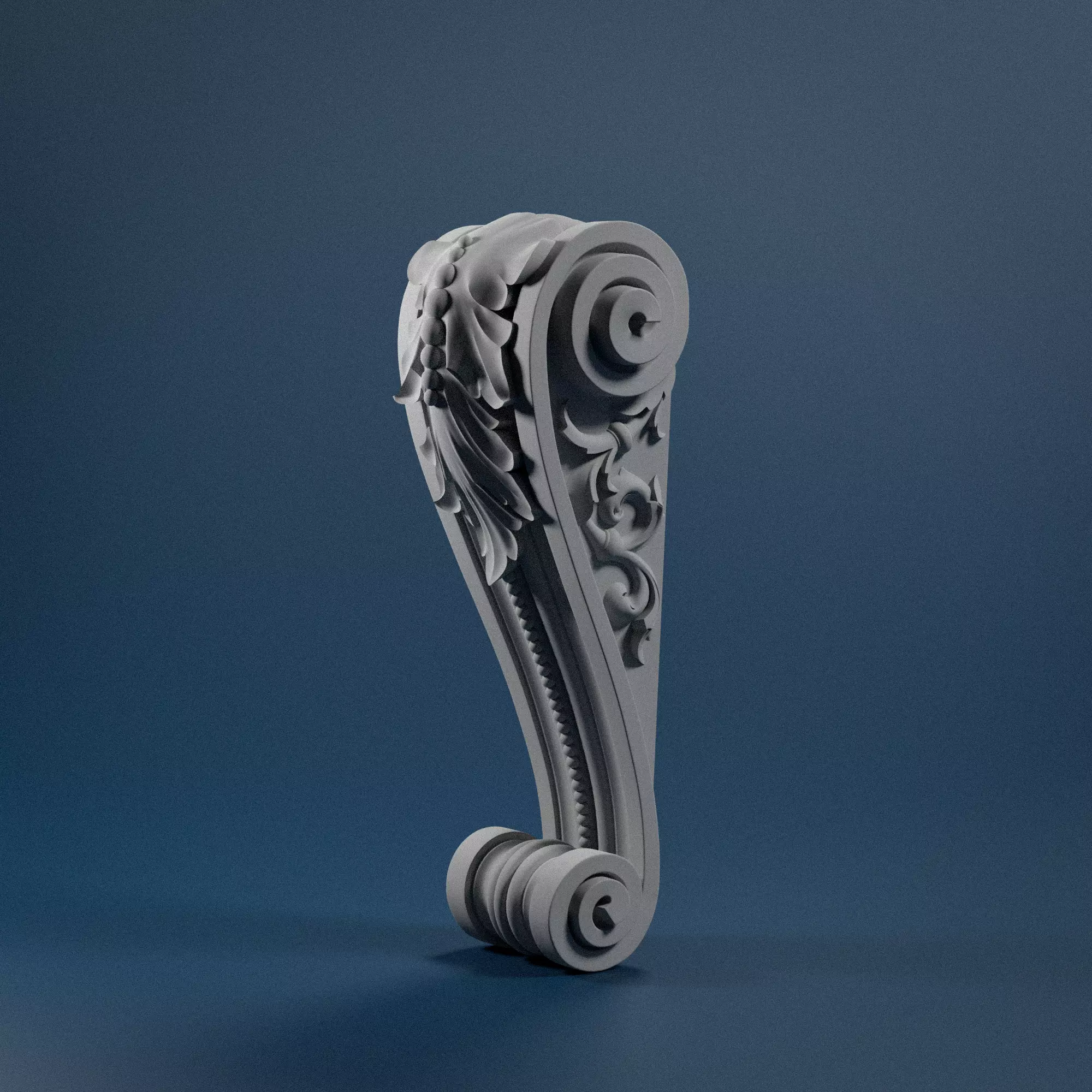 Console ornate door handle 3D model_0