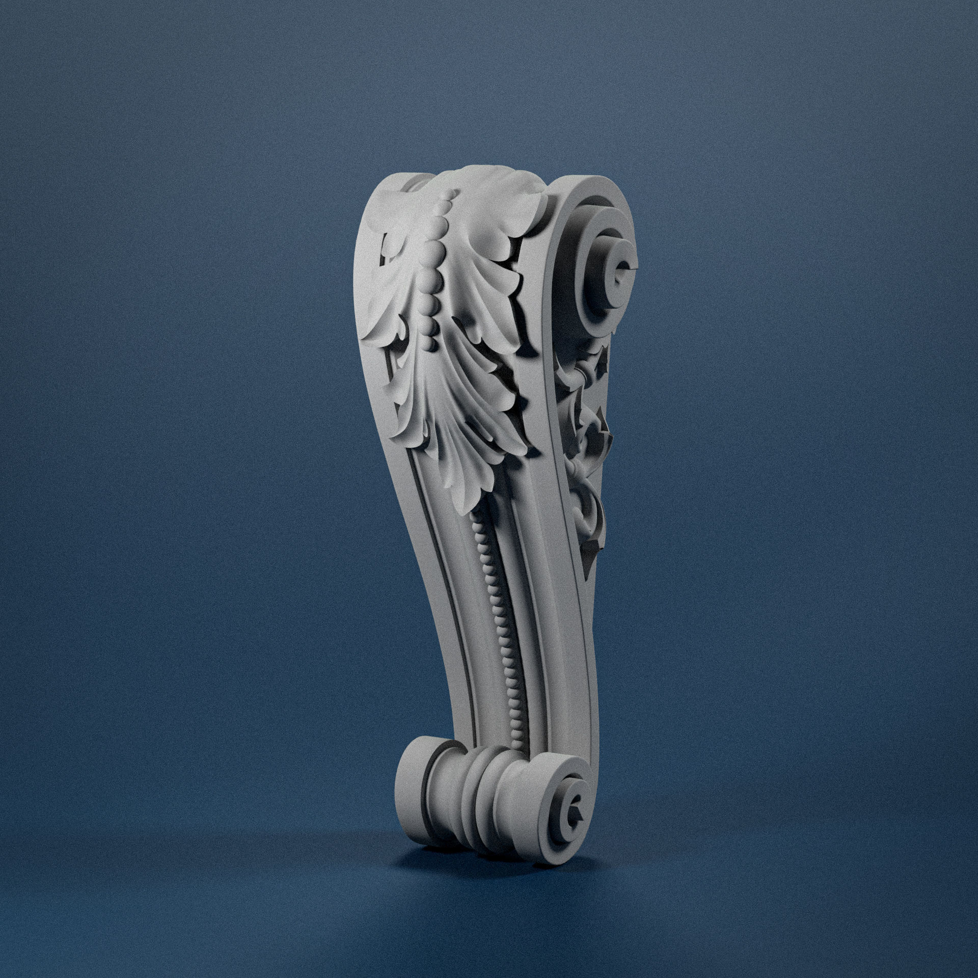 Console ornate door handle 3D model_1