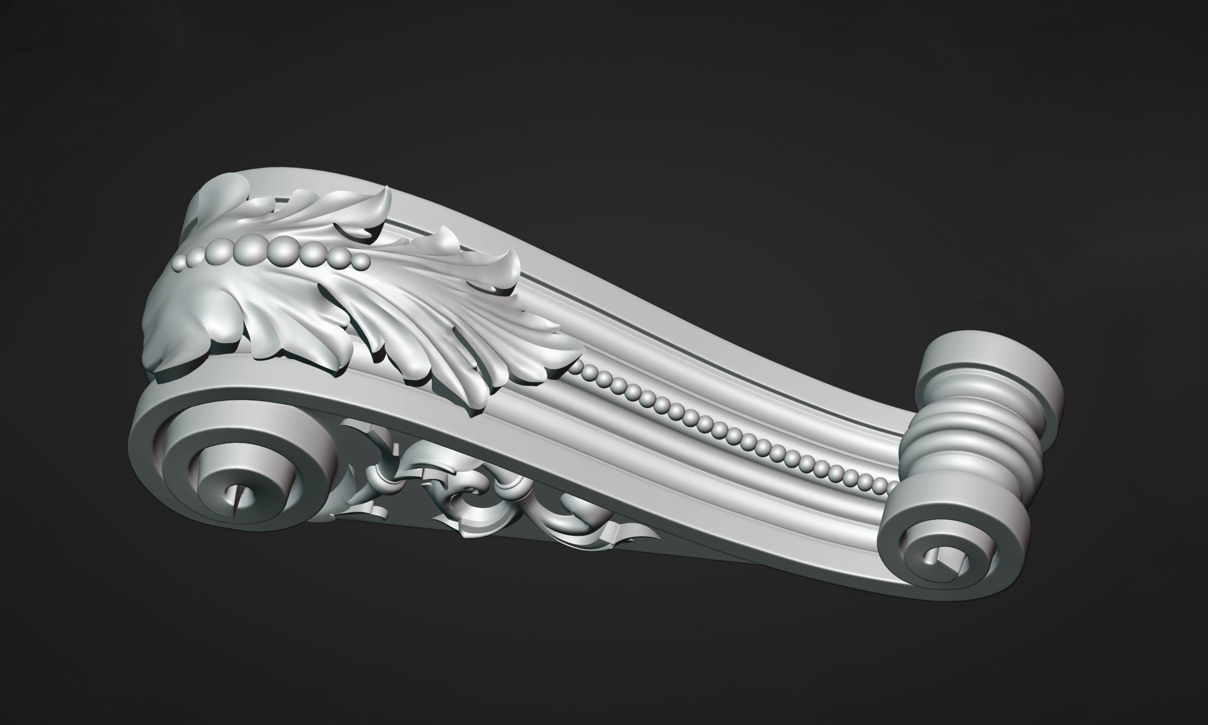 Console ornate door handle 3D model_5
