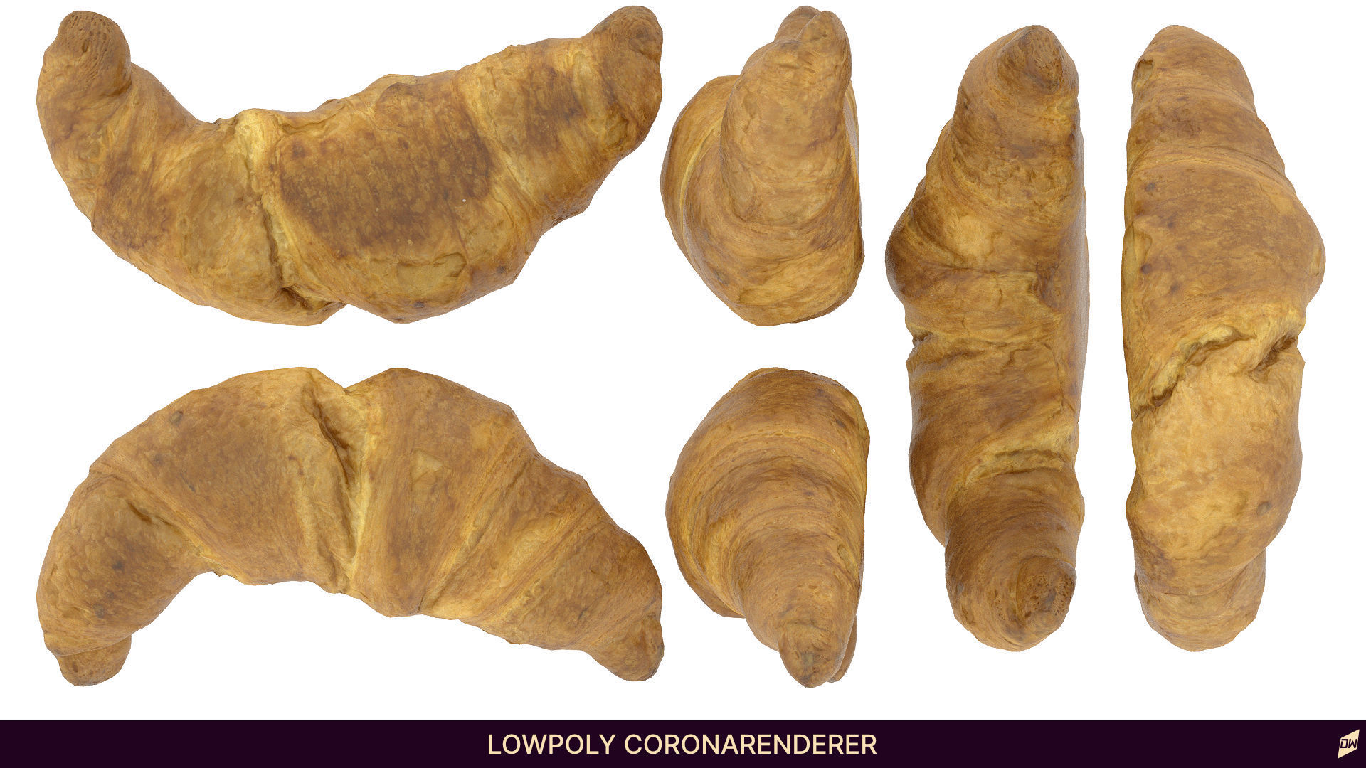 Butter croissant  and chocolate croissant 3D model_8