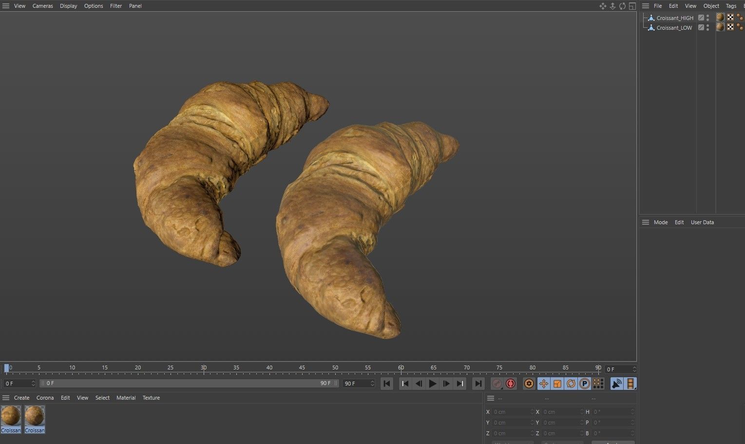 Butter croissant  and chocolate croissant 3D model_11