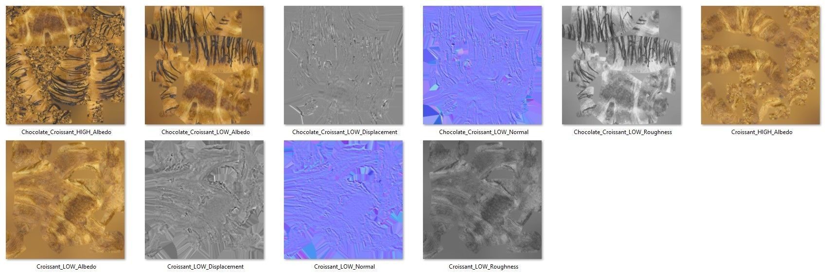 Butter croissant  and chocolate croissant 3D model_14