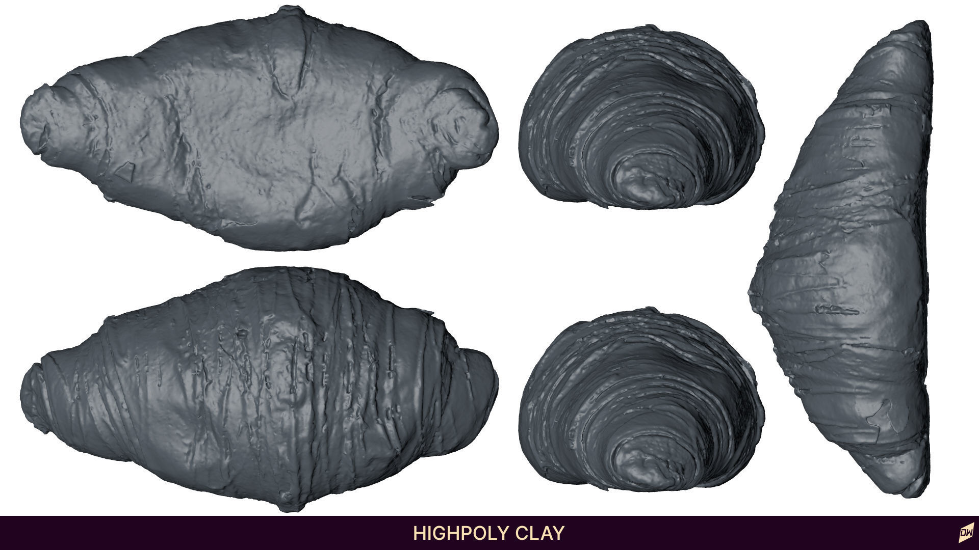 Butter croissant  and chocolate croissant 3D model_2