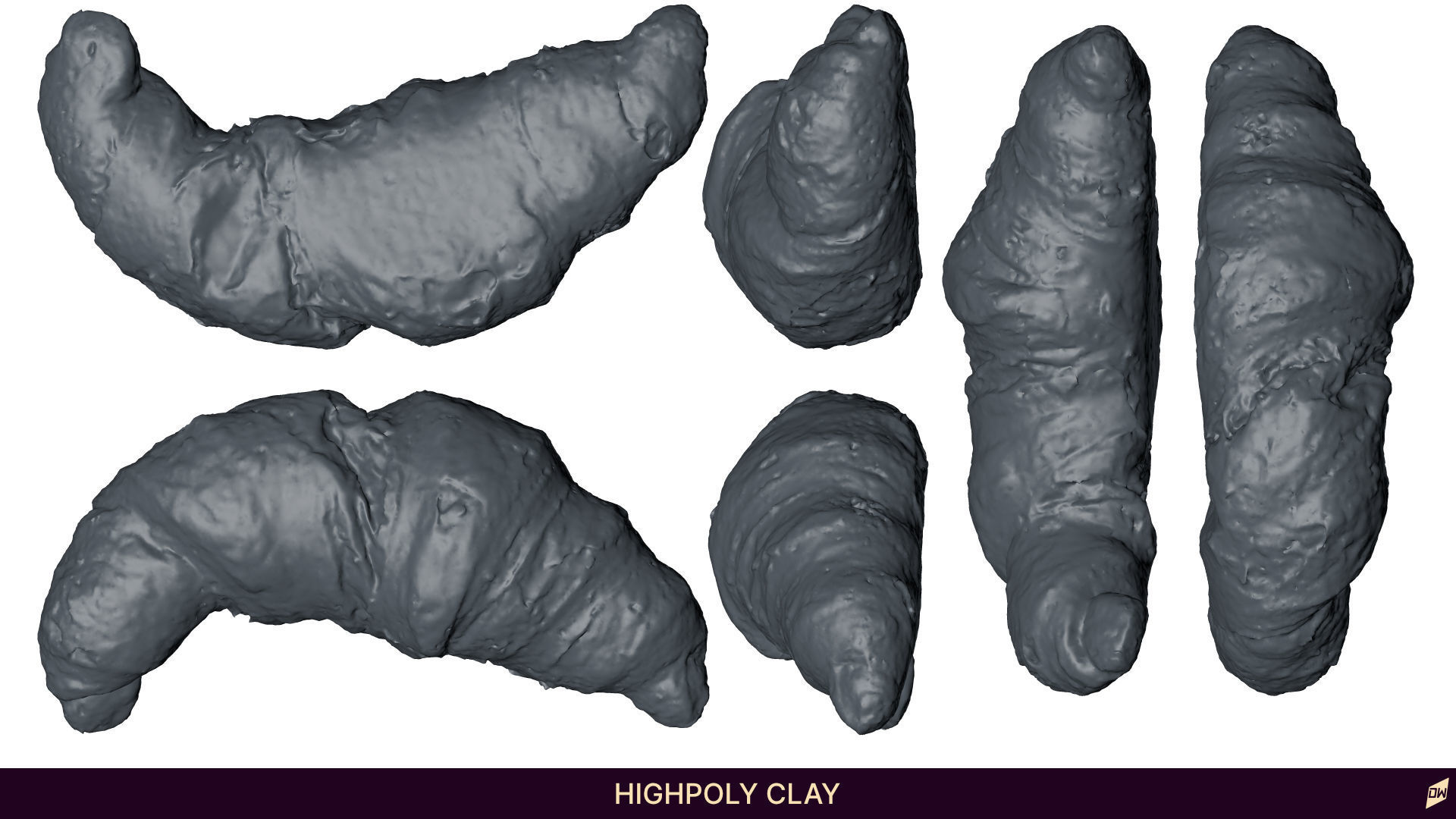 Butter croissant  and chocolate croissant 3D model_4